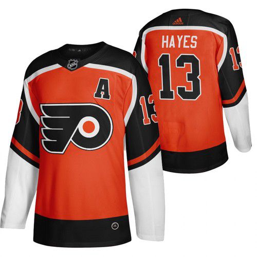 Men Philadelphia Flyers #13 Hayes Orange NHL 2021 Reverse Retro jersey->new york islanders->NHL Jersey